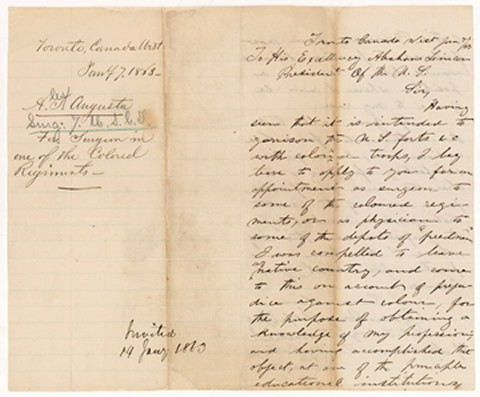 Jan 7, 1863: Letter from Dr. Augusta to President Lincoln. Photo: National Archives and Records Administration