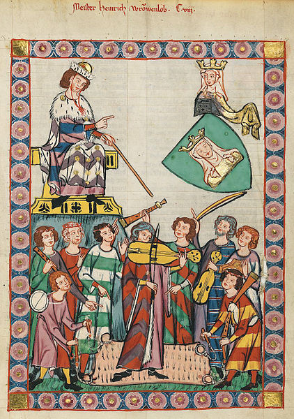 Medieval painting depicting a musical performance