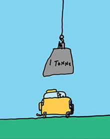 Illustration of a one tonne weight above a car
