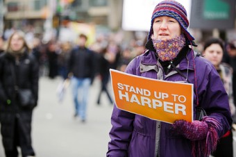 A Toronto protest against Prime Minister Stephen Harper's decision to prorogue Parliament drew about 5,000 people to Dundas Square. A Facebook group protesting the same thing claims more than 200,000 members.
