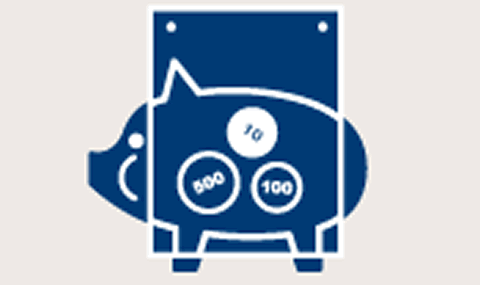 Illustration of a piggy bank through an x-ray