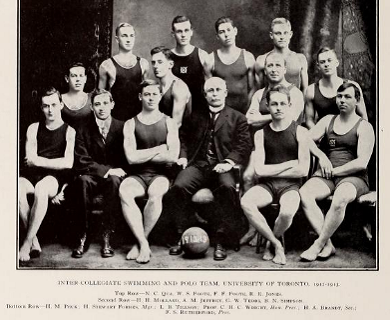 Photo of 1914 Varsity swim team.