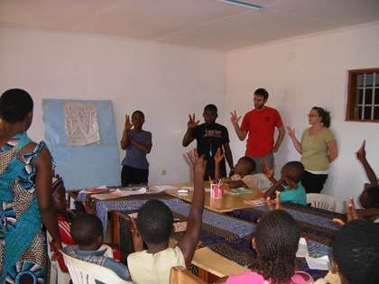 Students in the classroom in Cameroon.