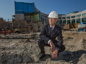 Prof. Hugh Gunz at the Institute for Management and Innovation building site earlier this year