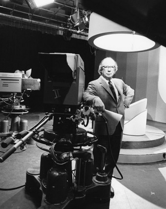 The second principal of the Scarborough campus, A. F. Wynne Plumptre, in UTSC's TV production studio.