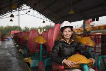 Joelle Javier tests the Behemoth, a roller coaster at Canada's Wonderland.