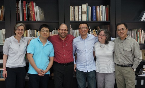 Left to right: Jill Caskey, Qingquan Zou, Adam Cohen, Yudong Wang, Linda Safran, Qingquan Li at Guangzhou Academy of Fine Art. Photo: Xian Xiaoshan