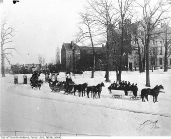 Sleighing party at Queen’s Park, c. 1906. Photo courtesy City of Toronto Archives Fonds 1568, Item 492