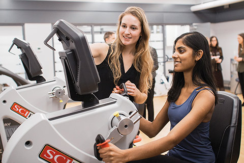 U of T students Alex Boross-Harmer (left) and Megan D’Souza at the new Mental Health and Physical Activity Research Centre
