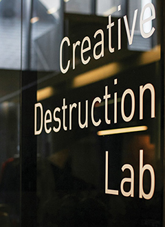 Photo of the Creative Destruction Lab signage