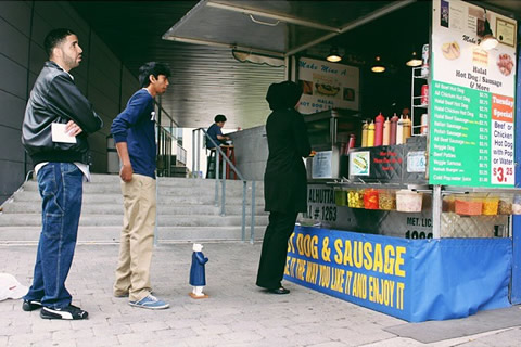 Drake stands in line for a hot dog at UTSC.