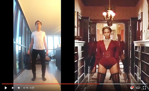 Photo of YouTube video with split screen of Yani Macute on the left and Beyoncé on the right