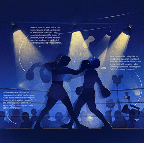 Illustration of boxing match.
