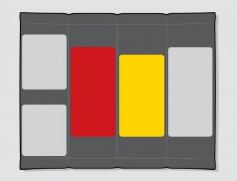 Colour coding was used to highlight priority. Red, yellow and grey.