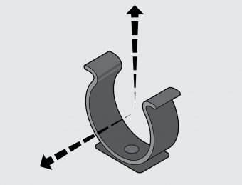 Illustration of clips which hold items in place.