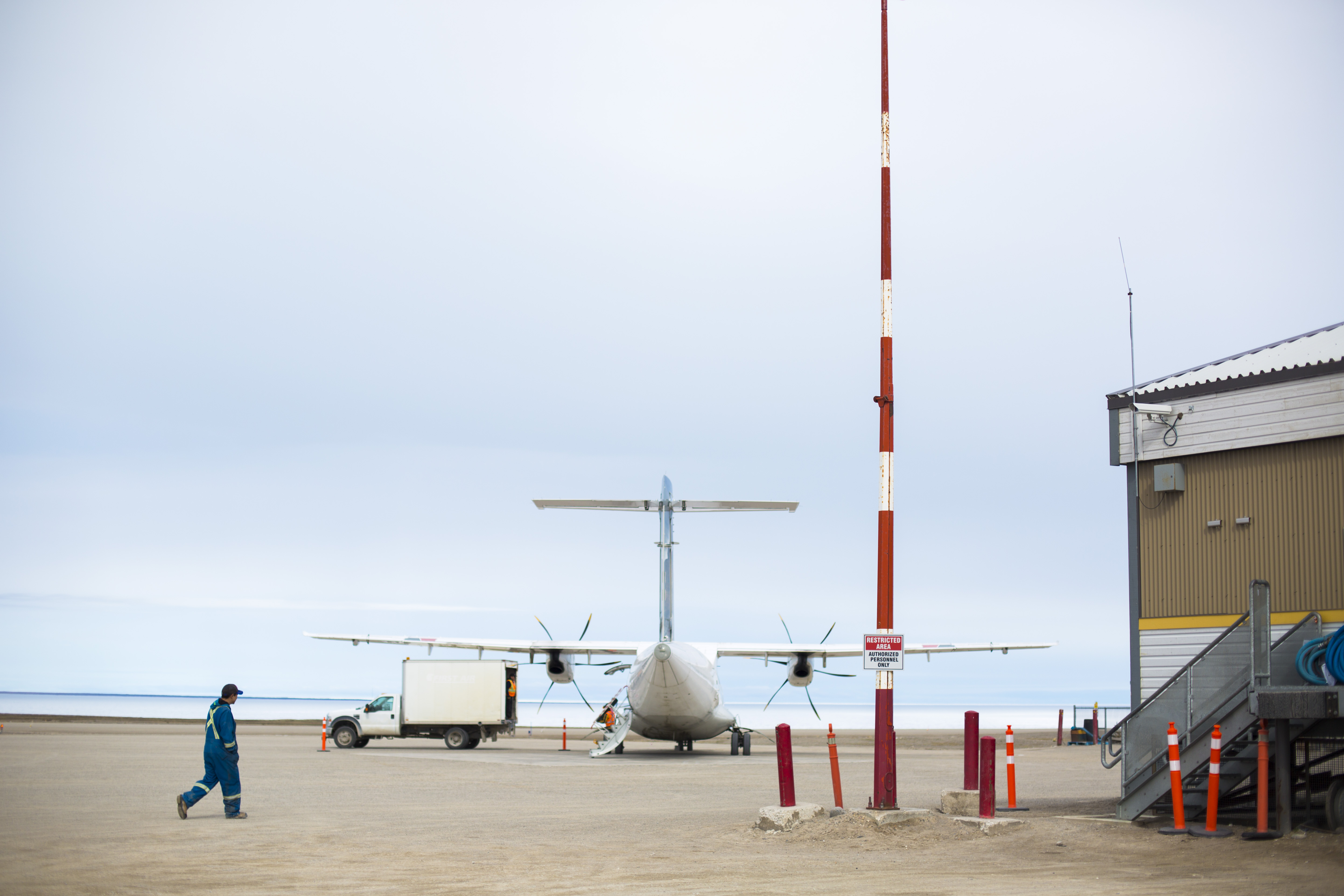 A plane prepares for takeoff at the Gjoa Haven airport.