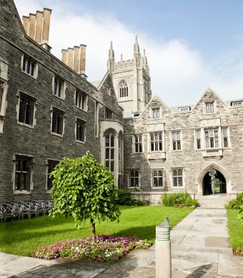 Photo of the Hart House quad on a sunny summer day