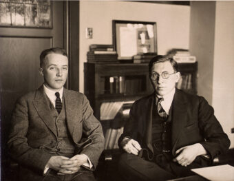 Sepia-toned photo of Charles Best and Frederick Banting
