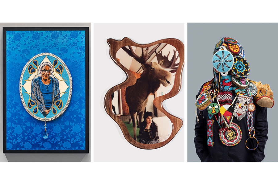 Collage of three contemporary Indigenous artworks from the University of Toronto’s art collection.